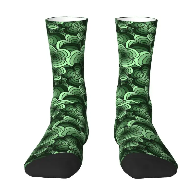 Модные мужские носки с цветочным рисунком из четырехлистного клевера Lucky, унисекс, теплые дышащие носки с 3D-принтом на День Святого Патрика для экипажа