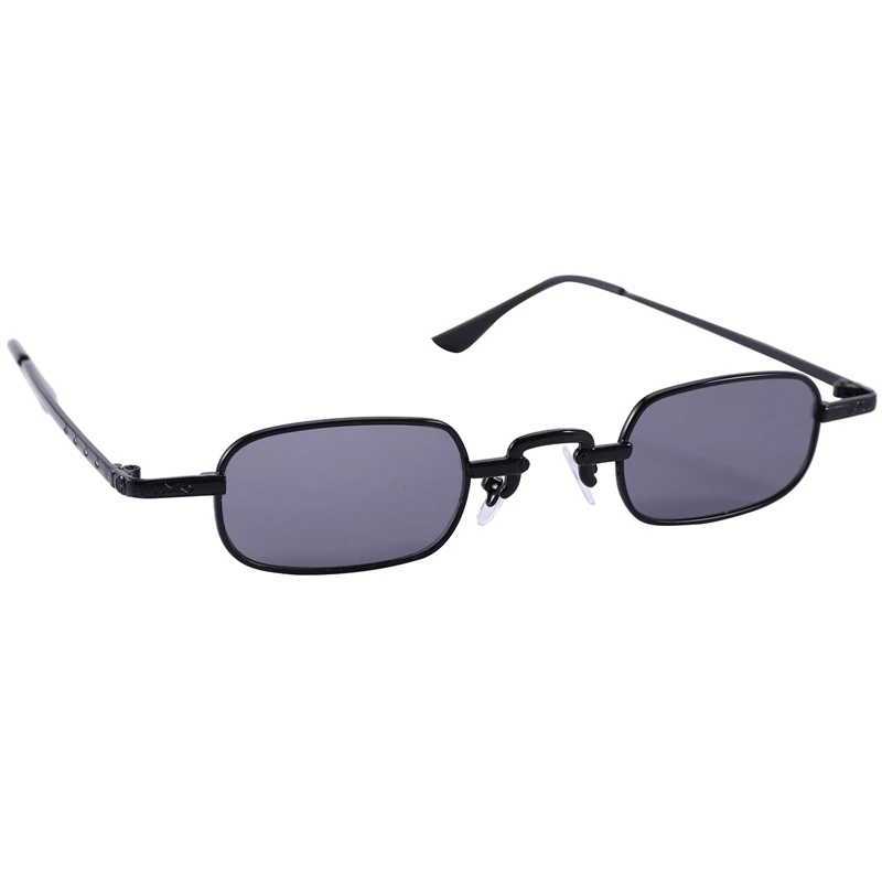 2X Ретро-панк-очки, Прозрачные квадратные солнцезащитные очки, Женские Ретро-солнцезащитные очки, Мужские Металлические оправы-Черный и Черно-серый