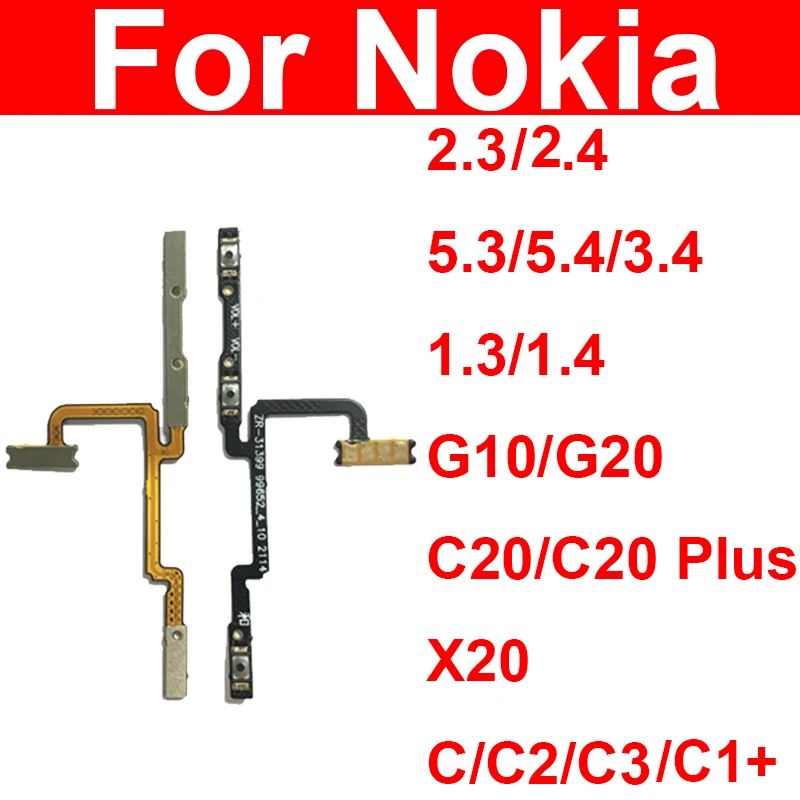 Кнопка Включения Выключения Питания Громкости Звука Гибкий Кабель Для Nokia 1.3 1.4 2.3 2.4 3.4 5.3 G10 G20 X20 C C2 C3 C1 Plus C20 Plus C2 2nd 