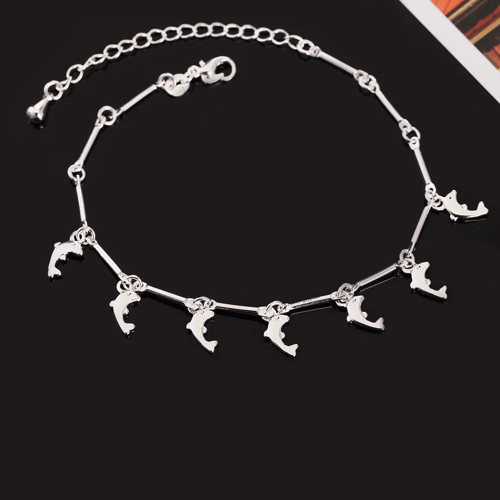 Очаровательные браслеты из стерлингового серебра 925 пробы для женщин, элегантная цепочка с дельфином, модные свадебные вечерние Рождественские подарки, женские ювелирные украшения