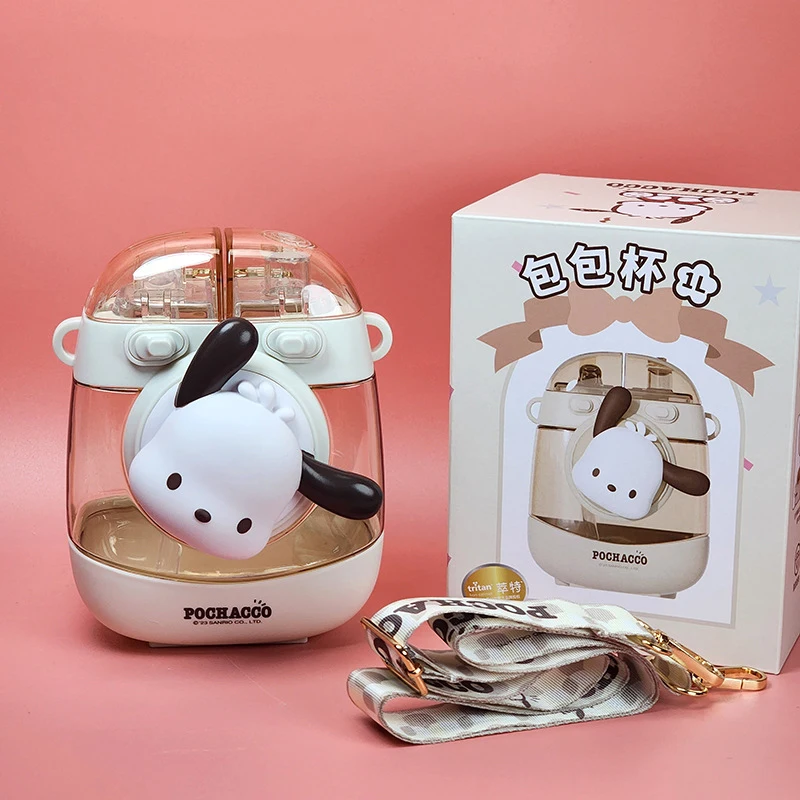 Kawaii Sanrioed Kuromi My Melody Kitty Water Cup Мультфильм Для Мальчиков и Девочек Детский Двойной Пластиковый Стаканчик Для Питья Большой Емкости