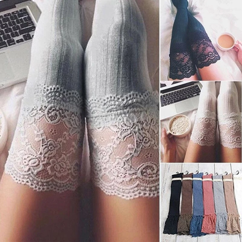 Новые носки, Модные сексуальные Чулки, кружевные носки выше колена, кружевные носки для девочек, женские Женские длинные носки выше колена, носки выше колен, прямая поставка