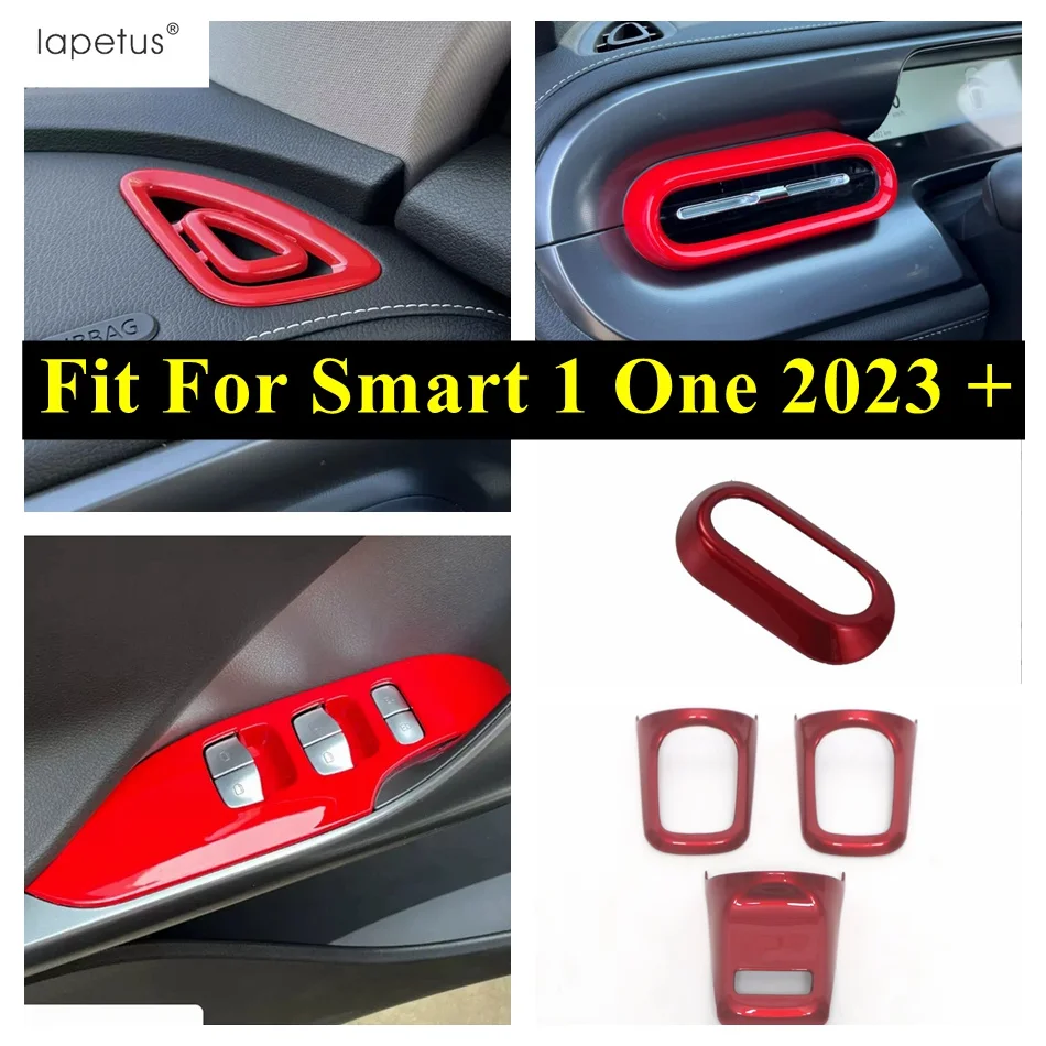 Внутренний стеклянный выключатель/вентиляционное отверстие на выходе переменного тока/Накладка крышки переключателя фар Подходит для Smart 1 One 2023 2024 Red Аксессуары для интерьера автомобилей