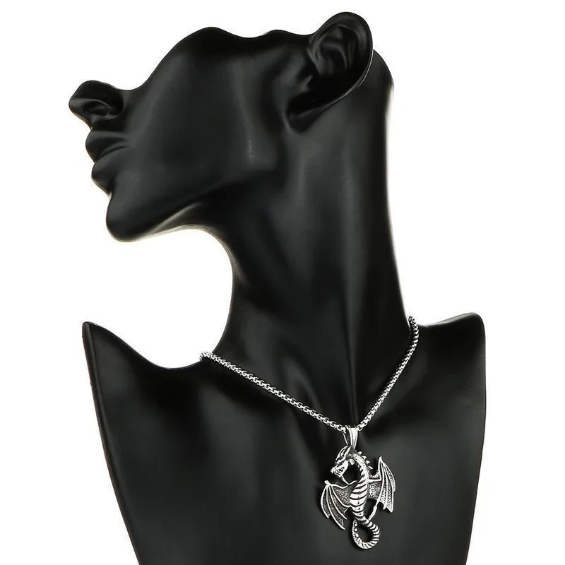 Новый модный кулон с драконом из нержавеющей стали, Персонализированное ожерелье с Пламенем Дракона в стиле панк-ретро для мужчин и женщин