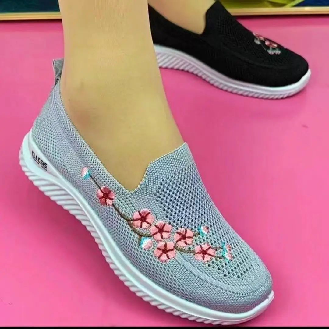 Женские кроссовки, дышащая сетчатая обувь с цветочным узором, комфортная обувь для мамы, мягкая однотонная модная женская обувь, легкие Zapatos De Mujer