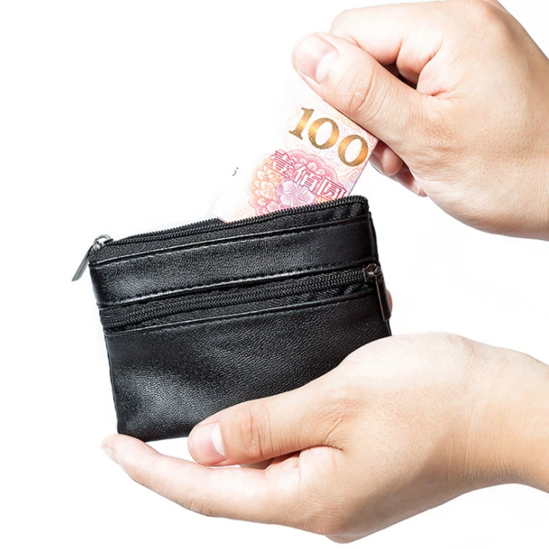 Мужской Женский Кожаный кошелек для монет, кошелек, карта, Монета, ключ, чехол для хранения, Мягкий держатель, черные мини-сумки для монет, сумка, сумка на молнии, сумка