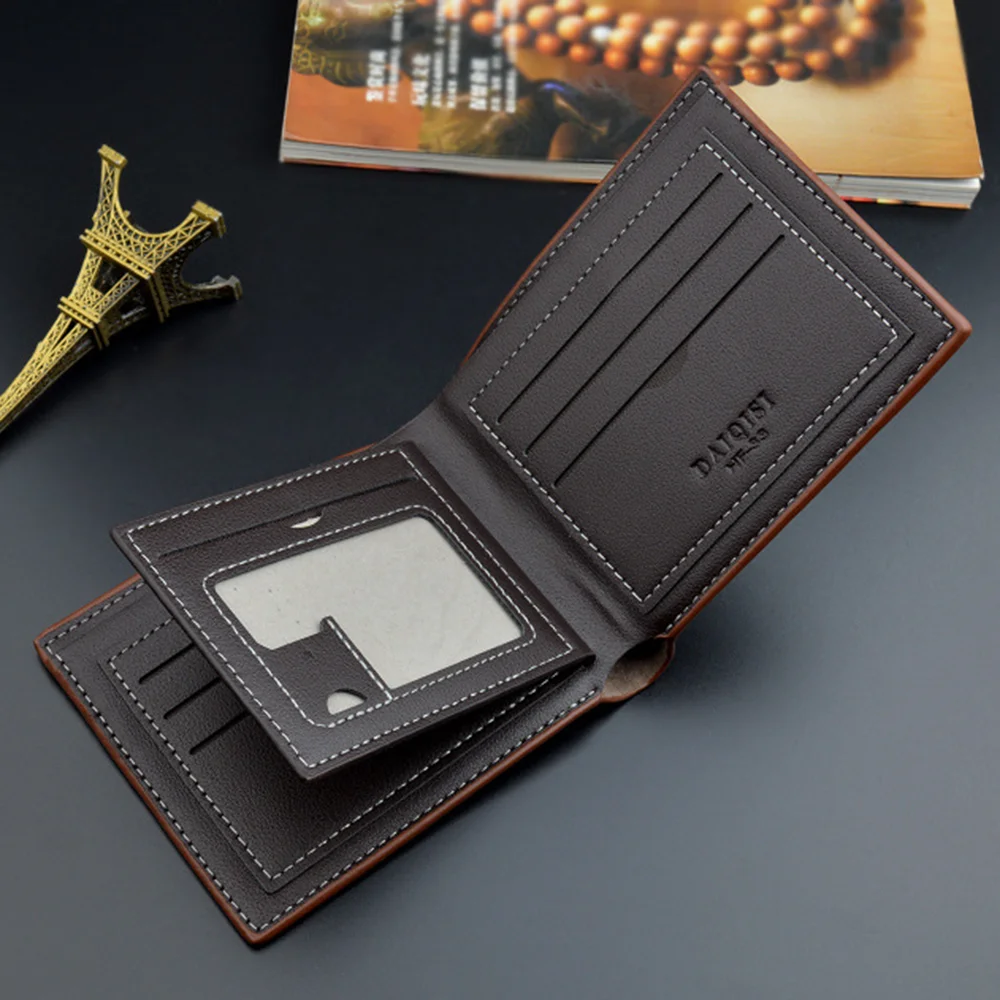Мужской кошелек из искусственной кожи, короткий кошелек для монет с несколькими картами, квадратный трехстворчатый держатель для кредитных визитных карточек, мужской карманный кошелек для монет, клатч